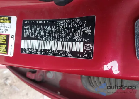 2011 Toyota Corolla S из США, поврежденный, VIN 2T1BU4EE3BC738439